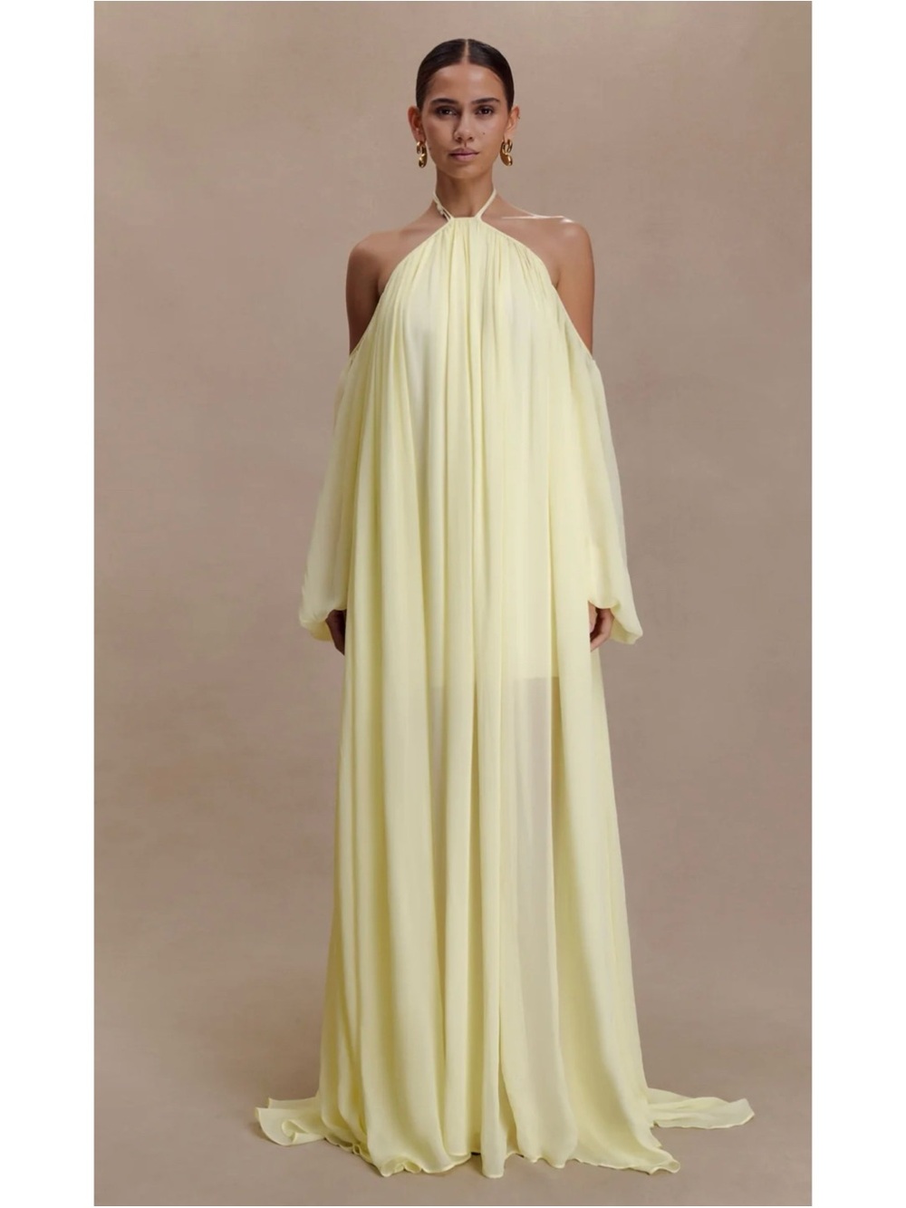 Meshki Janni
Chiffon Maxi Dress With Hardware - Lemon Lime Size M ~ Pristine